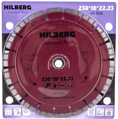 Алмазный диск по железобетону 230*22.23*10*3.2мм Industrial Hard Laser Hilberg HI806 - интернет-магазин «Стронг Инструмент» город Красноярск