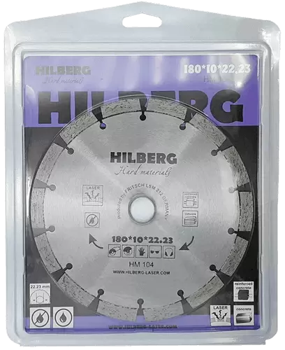 Алмазный диск по железобетону 180*22.23*10*2.4мм Hard Materials Laser Hilberg HM104 - интернет-магазин «Стронг Инструмент» город Красноярск