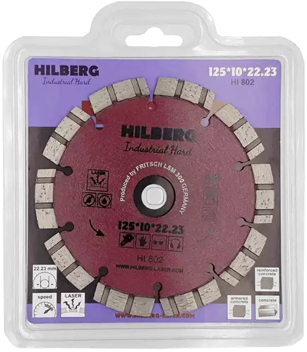 Алмазный диск по железобетону 125*22.23*10*2.2мм Industrial Hard Laser Hilberg HI802 - интернет-магазин «Стронг Инструмент» город Красноярск
