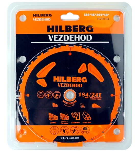 Универсальный пильный диск 184*16*24Т (reverse) Vezdehod Hilberg HVR184 - интернет-магазин «Стронг Инструмент» город Красноярск