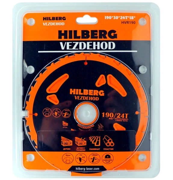 Универсальный пильный диск 190*30*24Т (reverse) Vezdehod Hilberg HVR190 - интернет-магазин «Стронг Инструмент» город Красноярск