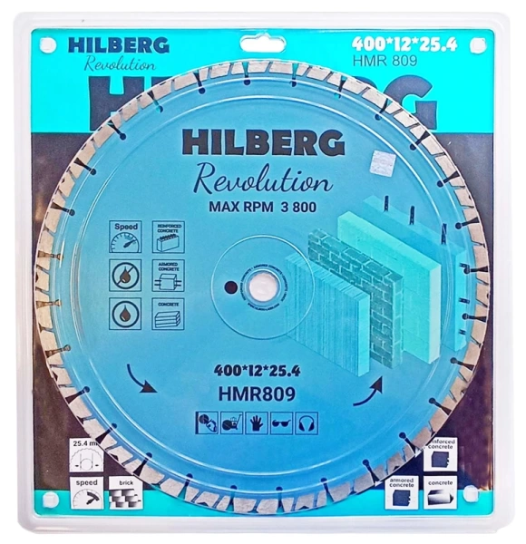 Диск алмазный отрезной 400*25.4*12*3.8мм по железобетону Hilberg Revolution HMR809 - интернет-магазин «Стронг Инструмент» город Красноярск